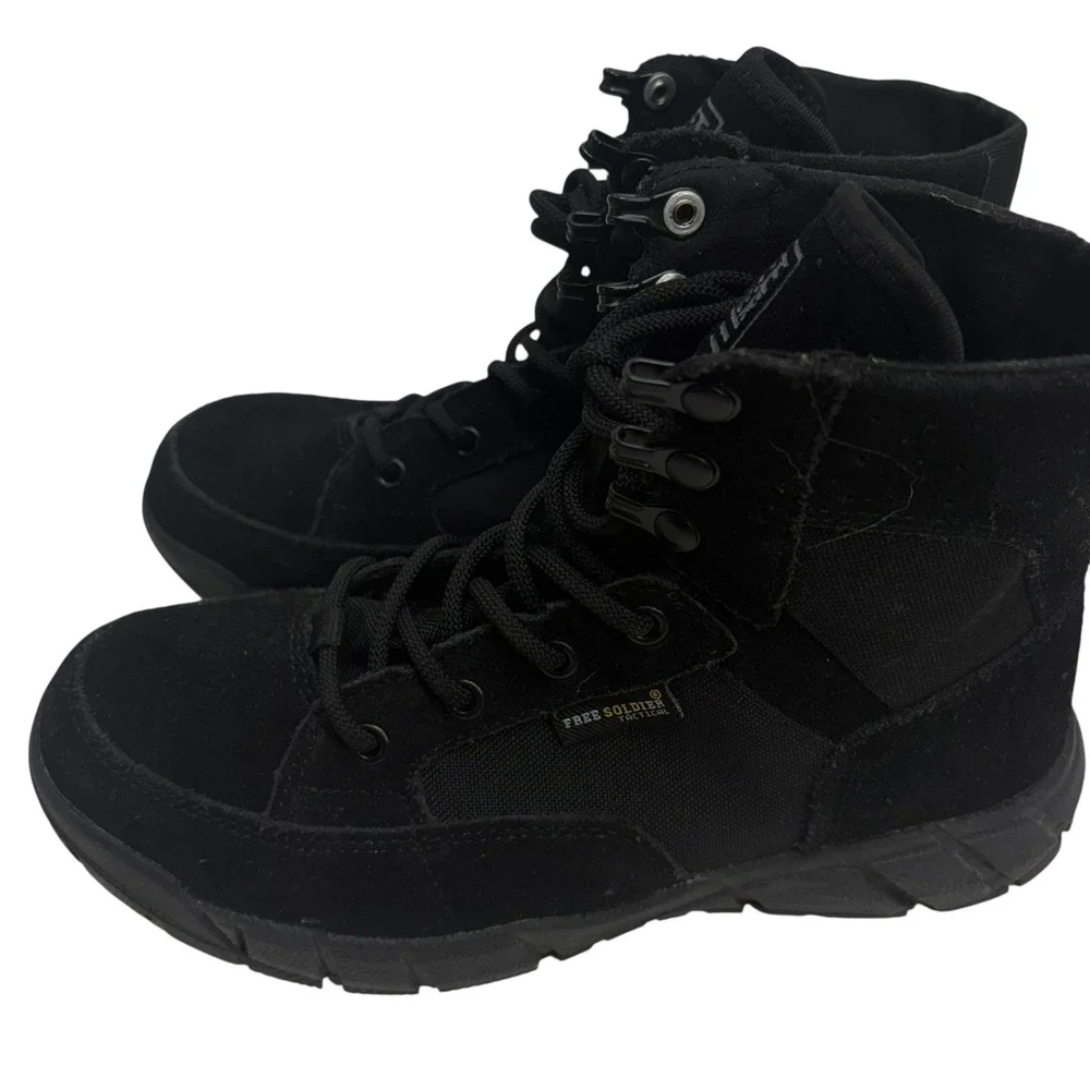 Free Soldier Tactical Black Suede Nylon Combat Boots ACC0006 Mens 7 / Womens 8.5